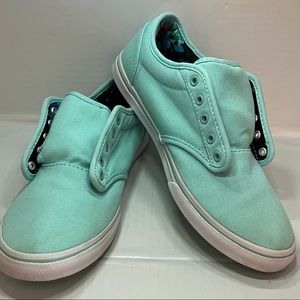 Vans Low Top FLORAL Interior Teal Skate Shoes Sneakers Ladies 6.5 Canvas